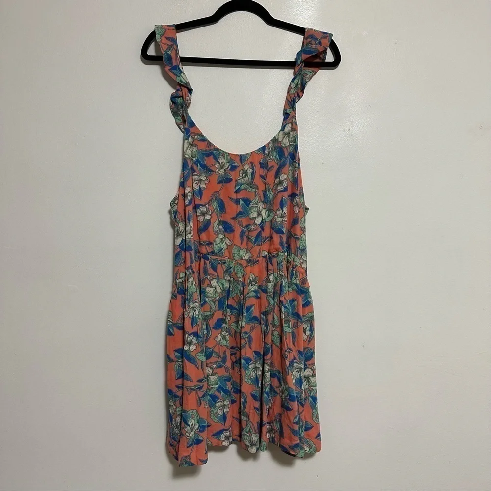 Free People Dear You Floral Backless Ruffle Mini Dress